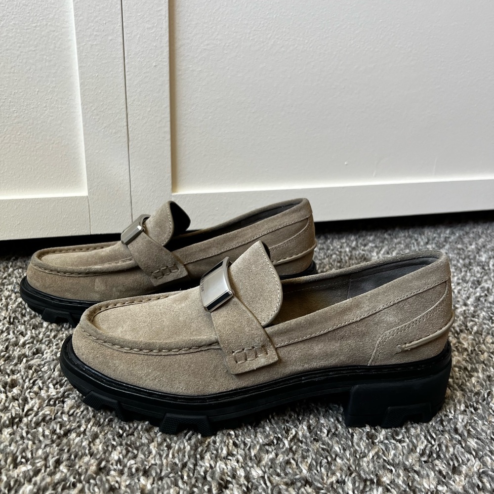 Rag & Bone Women’s New Light Tan Sand Suede Shiloh‎ 2.0 Lug Loafers Size 8